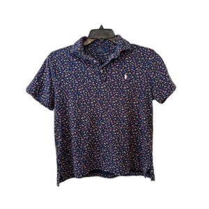Polo Ralph Lauren Custom Slim Fit Floral Polo Shirt - Navy/Red - Medium